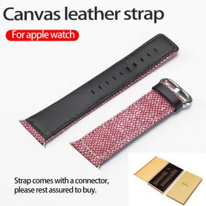 for apple watch iwatch band 42mm 38mm denim canvas steel pin buckle leather strap for iwatch 1 2 3 4