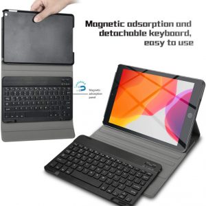 for ipad pro 11 air 10.5 pro 9.7 mini 2/3/4/5 keyboard bluetooth detachable leather folio cover smart auto sleep-wake with pencil holder