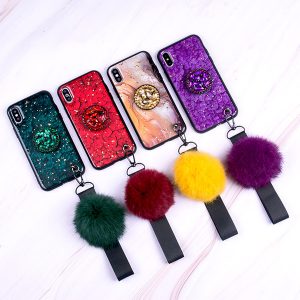 for iphone 11 pro 6 7 8 plus x xs max xr marble case with rhinestone diamond rabbit hairball lanyard