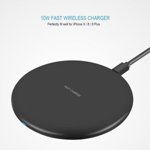 for iphone 11 pro max xs 10w fast wireless charger quick charging pad for samsung galaxy note10+ s10+ goophone smartphone