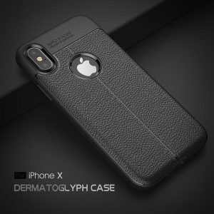 for iphone x litchi pattern pu leather back cover luxury soft tpu silicon dermatoglyph back cover for iphone 5 6 7 8 plus