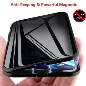 for iphone x xs 5.8 case privacy magnetic clear double sided tempered glass adsorption metal phone case for i phone x 11 pro max