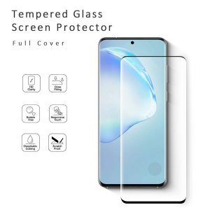 for samsung s20 ultra plus work finger print 9h hardness edge curved full cover bubble case friendly screen protector tempered glass