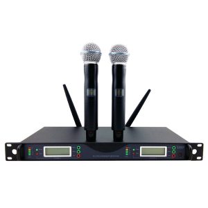 for stage ur24d pll true diversity uhf wireless system with dual handheld wireless microphone