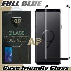 full adhesive glue case friendly tempered glass 3d curved for samsung galaxy s10 s10e s9 note 10 9 s8 plus with retail package