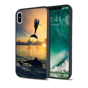 fundas luxury dolphin sunset case for iphone 11 pro xs max xr 8 7 6s plus 5s se 5 case soft silicone cover.