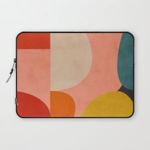 geometry shape mid century organic blush curry teal Computer Cover by Ana Rut Bre - Laptop Sleeve - 13"