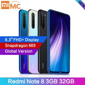 global version xiaomi redmi note 8 48mp 4 cameras 3gb ram 32gb smartphone snapdragon 665 octa core 6.3" fhd screen mobile phone