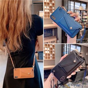 handbag case for iphone xs max mobile phone case stylish luxury high-end stand for 11 pro xr 6 7 8 plus card pocket lanyard wallet protector