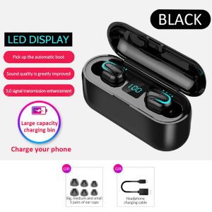 hbq-q32-1 bluetooth earphones 5.0 tws headphone life waterproof hd wireless earbuds noise cancelling gaming headset with led power display