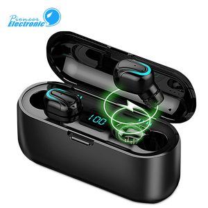 hbq q32-1 tws bluetooth earphones 5.0 headphone waterproof hd stereo wireless earbuds noise cancelling gaming headset with led power display