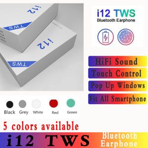 i12 tws bluetooth 5.0 wireless bluetooth headphones support pop up window earphones colorful touch control wireless headset earbuds goodsale