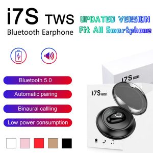 i7 i7s tws bluetooth headphones twins earbuds mini wireless earphones headset with mic stereo v5.0 for phone android with retail package