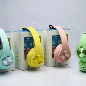 inpods boom macaron stereo headphones wireless bluetooth 5.0 headset support sd player for smart phone