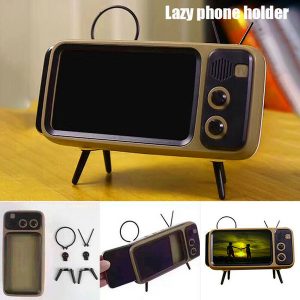 lazy phone holder mini bluetooth audio retro tv mobile phone stand 3w without speaker style mobile phone holders