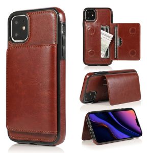 leather tpu hard case for iphone 11 pro max 2019 8 7 plus 6 6s se 5 5s x xs max xr id card slot stand hybrid skin cover fashion 50pcs