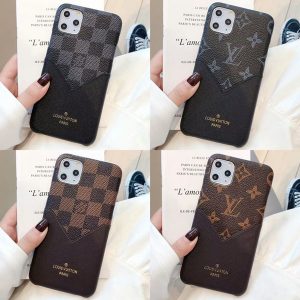 luxury fashion grid leather phone back cover for iphone x xs max xr 8 7 6 6s plus with credit card soft case for iphone 11 pro max cover