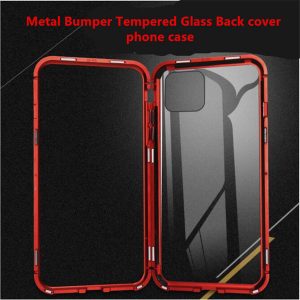 magnetic adsorption flip phone case for iphone 11 pro max iphone 6 7 8 plus xs max xr metal bumper tempered glass back cover phone cover