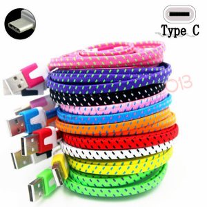 micro v8 cable braided fabric flat noodle type c usb data charger cable for samsung s4 s6 s7 s8 edge for lg g5 1m 2m 6ft 3m 10ft