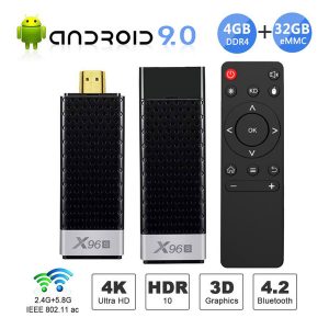 mini pc x96s tv box android 9.0 tv stick ddr4 4gb 32gb amlogic s905y2 2.4/5g dual wifi bt4.2 4k hd smart tv box pk h96 x96 max