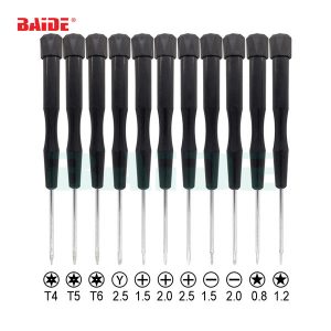 new 142mm black plastic rotatable handle screwdriver torx key t4 t5 t6 0.8 1.2 pentalobe 1.5 phillips 2.5 y screwdrivers 100pcs/lot