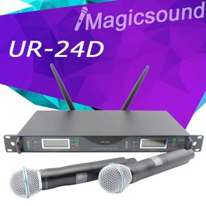 new arrival ur24d for stage pll true diversity uhf ur4d wireless system with dual handheld wireless microphone