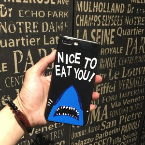 new fashion designer phone case for iphone x 6/6s 6plus/6s plus 7/8 7plus/8plus fashion brand phone case with shark carton 2 styles