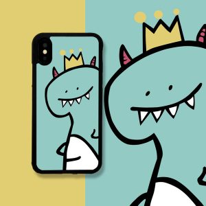 new iphone 11/11pro/11promax/x/xs/xr/6/7/8 case designer soft edge mobile phone case cover cute crown cartoon dinosaur case wholesale