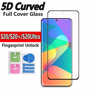 no hole fingerprint unlock 5d cuvred tempered glass phone screen protector for samsung galaxy s20 plus ultra note10 note 10 s10 s9 s8 plus