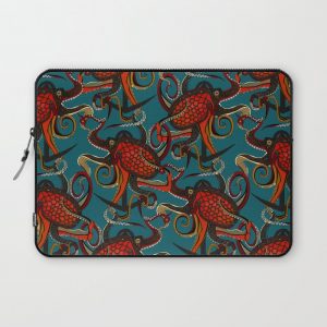 octopus ink teal Computer Cover by Sharon Turner - Laptop Sleeve - 13"