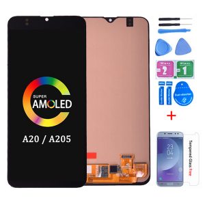 original 6.4'' super amoled for samsung galaxy a20 a205 sm-a205f a205fn lcd display with touch screen digitizer assembly