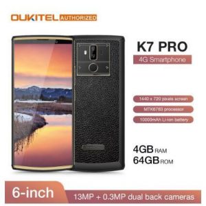 oukitel k7 pro 4g ram 64g rom smartphone android 9.0 mt6763 octa core 6.0" fhd+ 18:9 big screen10000mah fingerprint mobile phone