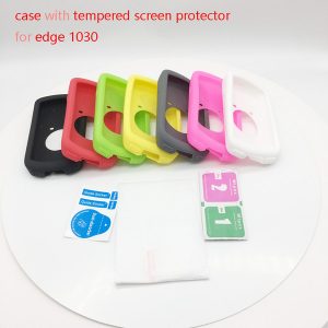 outdoor cycling edge 1030 computer silicone rubber protect case with tempered screen film protector for garmin edge 1030