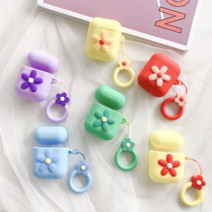 protective case for airpods 1/2 bluetooth headset cover for airpods fashion cartoon flower pattern storage box 6 colors wholesale