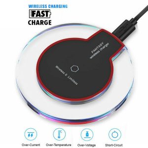 qi wireless charger for iphone 11 xs max xr samsung galaxy s10 note10 crystal led light mini fast charging pad with charging cable