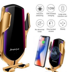 r1 smart automatic clamping car wireless charger for iphone x xr xs 8 plus galaxy s10 s9 fast charge air vent mount phone holder + box