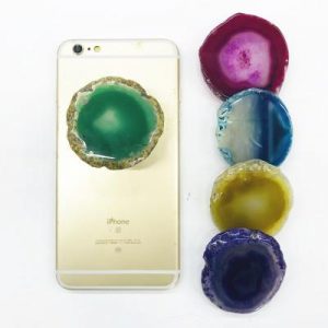 real marble stone/agate stone style cell phone holder universal finger holder grip expandable stand bracket with opp bag package 3m glue