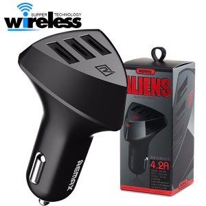 remax alien universal 3 ports car charger abs fireproof 5v 4.2a quick fast car charger with retail box for iphone samsung