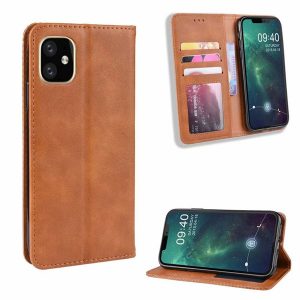 retro leather wallet case for iphone 2019 xi xir xs max x 7 8 plus samsung s9 s10 note 10 magnetic closure flip phone cover card p slot