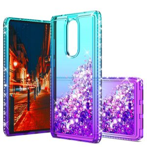 rhinestone tpu phone case with oil liquidsand glitter for samsung s20 s10 edge s10 plus s9 a10e a30 a50 note 10 pro clear case cmyk finished