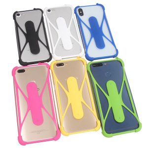 silicone frame phone cases with touch u holder for iphone 5 6 6s plus rubber cover universal bumper case for s5 s6 s7