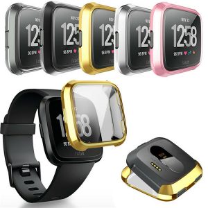 silicone protectior tpu shell case screen protector frame cover for fitbit versa