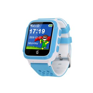 sky blue colour, touch screen gps tracker smart worn watch phone for kids , english support & app, two way calls , one button control & sos.