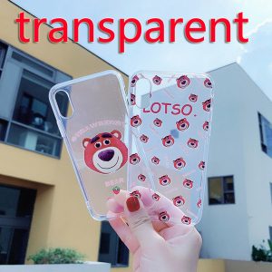 soft slim cute strawberry bear transparent fashion creative tpu shockproof phone case for iphone 11/x/xs max/xr/8/7/6 plus