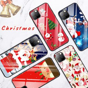 [tongtrade] tempered glass case for iphone 11 pro x xs max 8 7 6s 5s plus samsung s10 s9 s8 note 10 9 8 creative christmas cartoon cover