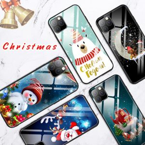 [tongtrade] tempered glass case for iphone 11 pro x xs max 8 7 6s 5s plus xiaomi 10 9 8 7 6 case cover wintertime christmas vogue cartoon