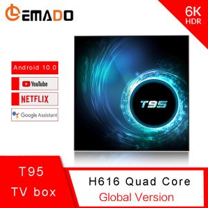 tv box android 10.0 t95 android tv box support 6k youtube netflix lemado 2020 the smart tv box google voice assistant