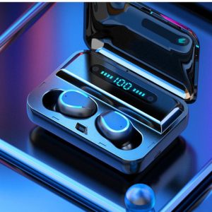 tws f9 f9-5 wireless earphone bluetooth v5.0 mini smart touch earbuds led display with 1200mah power bank headset and mic