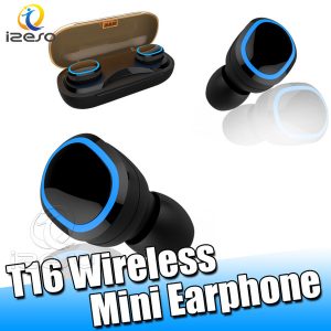 tws t16 bluetooth 5.0 wireless headset touch control earphones ipx 7 waterproof earbuds auto paring earpiece with charging case izeso