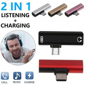 type-c to 3.5mm jack audio headphone usb-c charging adapter splitter cable